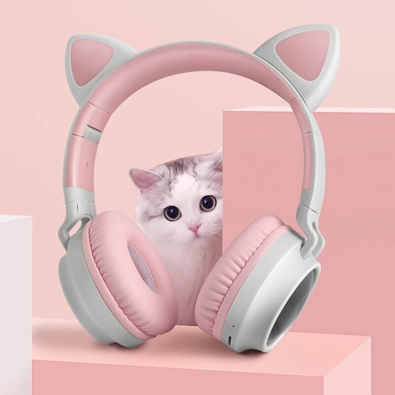 Headphone Headset Gatinho Orelha De Gato Com Led Fone De Ouvido Bluetooth  Lt30 - LUUK YOUNG Comércio Eletrônico