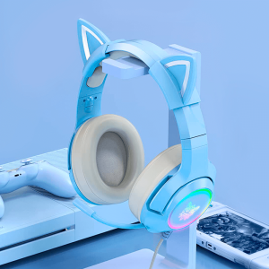 Headset Gamer ONIKUMA K9 Azul, Fone de Ouvido Orelha de Gato Com LED RGB - ROLKO tech
