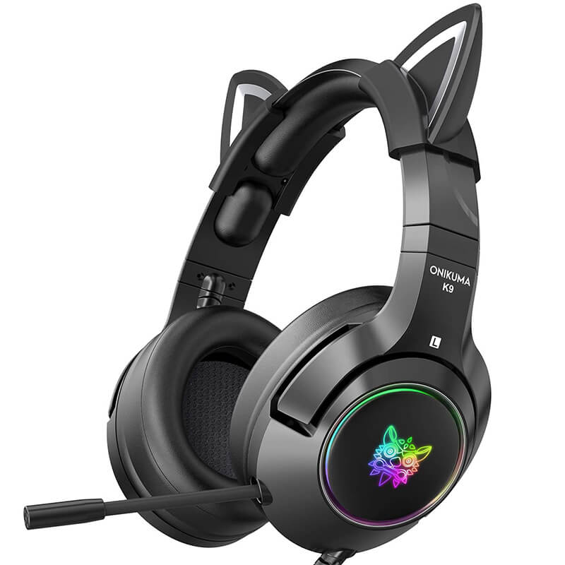 Headset Gamer ONIKUMA K9 Preto Cat, Fone de Ouvido Orelha de Gato Com LED  RGB – ROLKO tech