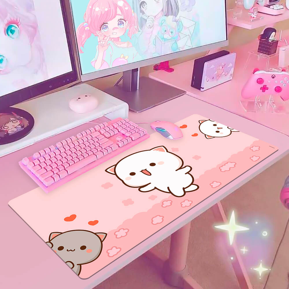 Mousepad Gato Kawaii Gato Japonês Leite De Morango