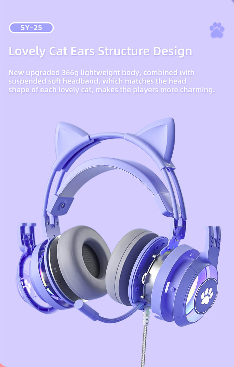 Em promoção! Sy-g25 Gato Orelha Fones De Ouvido De Jogos Para Pc, Jogos De  Computador E Fones De Ouvido Com Microfone Ruído Cancell Com Fio De 3,5 Mm  Para Ps4/xbox Um