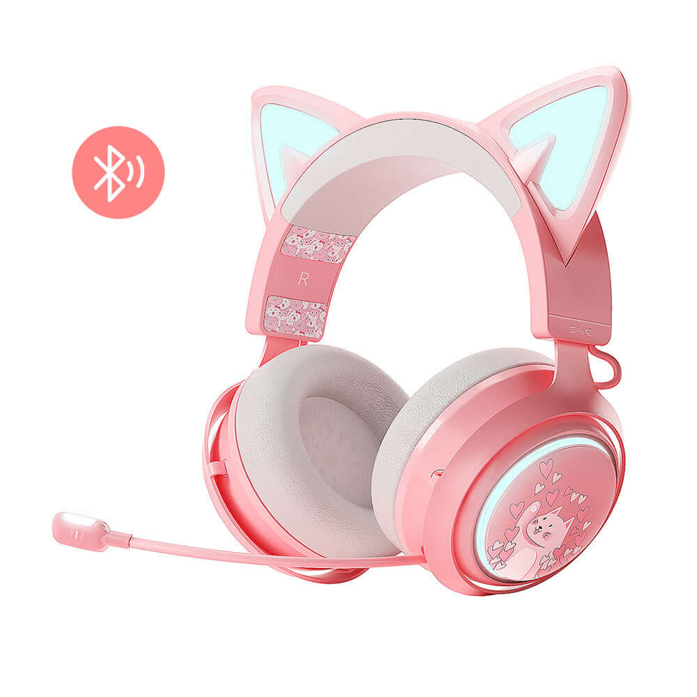 ALFA Fone Orelha De Gato Gatinho Headphone Led Sem Fio Com Microfone