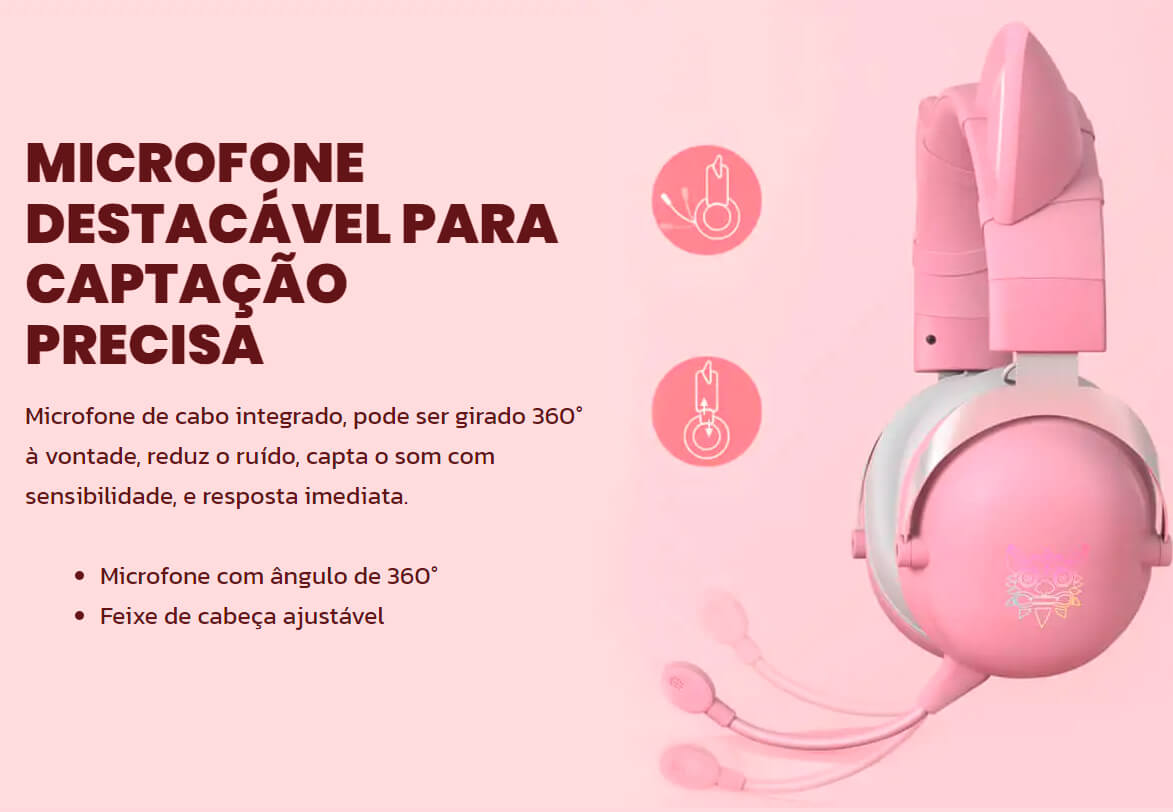 Headset Gamer ONIKUMA B20 Com Bluetooth 5.0, Fone de Ouvido Orelha de Gato - ROLKO tech