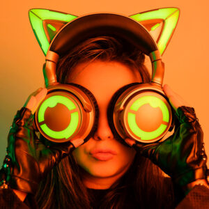 YOWU Rave Cat Headphone Orelha de Gato com Microfone (Embalagem Compacta) - ROLKO tech