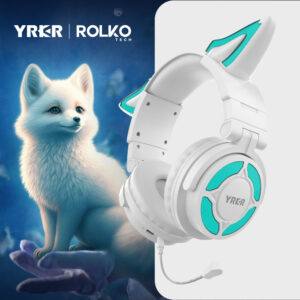 Headset Orelha de Raposa YK-069, YRKR, Bluetooth e RGB - ROLKO tech