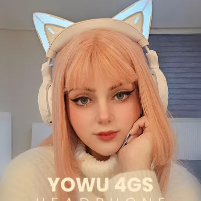 YOWU 4GS Headphone Bluetooth, 2.4G, Orelha de Gato YOWU 4GS Headphone Bluetooth, 2.4G, Orelha de Gato