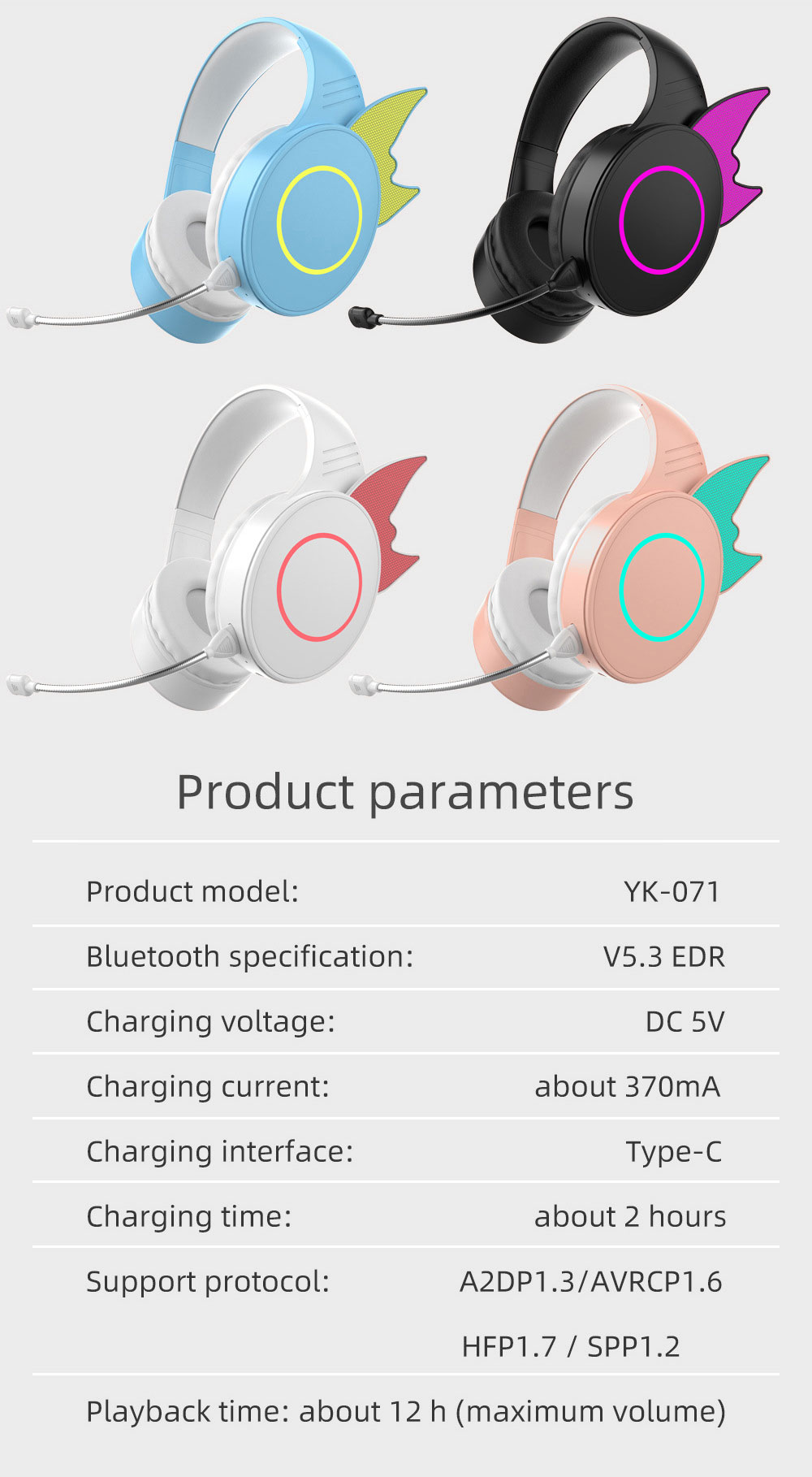 Headset Asas de Morcego YRKR YK-071 ROLKO tech 