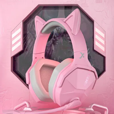 Headset Xiberia V13 Rosa com Orelhas de Gato Som surround 7.1 Microfone com Cabo USB Gamer Headset Xiberia V13 Rosa com Orelhas de Gato Som surround 7.1 Microfone com Cabo USB Gamer