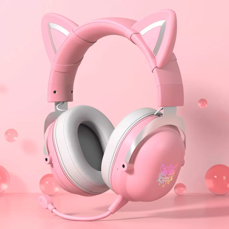 Headset Gamer ONIKUMA X11, Fone de Ouvido Orelha de Gato Com Cabo