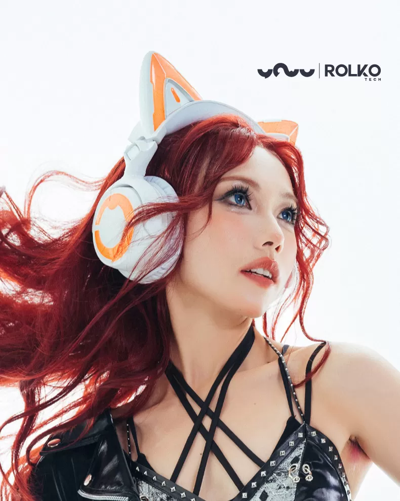 YOWU 4GS Headphone Bluetooth, 2.4G, Orelha de Gato