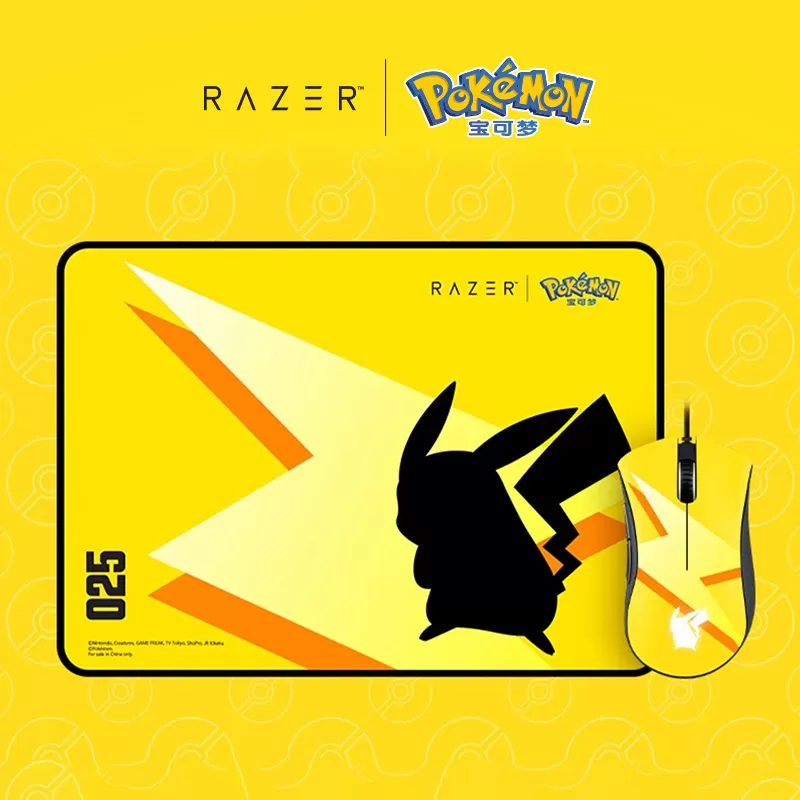 RAZER Pikachu Pokémon Mouse Viper Standard com Mousepad Goliathus Speed Edition